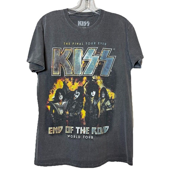 Kiss The Final World Tour Ever End Of The Road Graphic T-shirt Men’s Gray S/M - Picture 1 of 5
